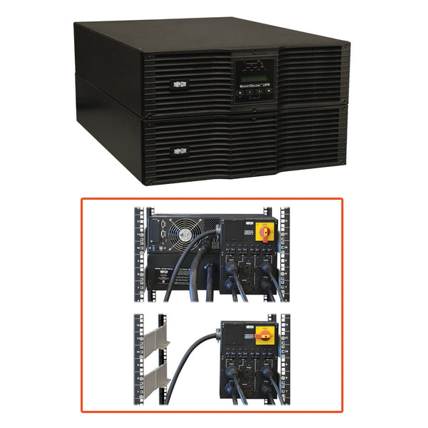 Tripp Lite SmartOnline SU8000RT3U 8000VA tour/montage en rack UPS - SU8000RT3U - UPS en ligne double conversion, 220 V AC, tour, 6U, 240 V AC, Hardwired, SmartOnline, 15 min, 6 min, 8 kVA/6.40 kW