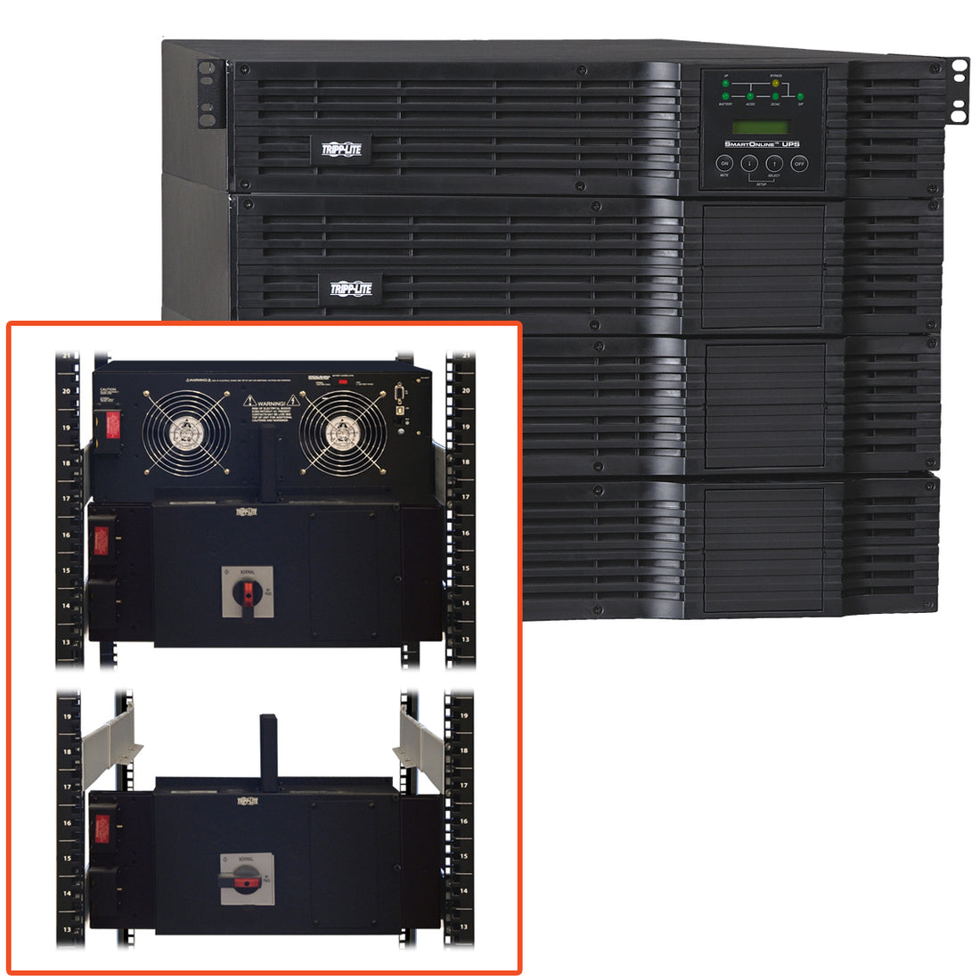 Tripp Lite SmartOnline SU12000RT4UHW 12000VA Tower/Rack Mountable UPS - SU12000RT4UHW - Dual Conversion Online UPS, 110 V AC,220 V AC, Rack/Tower, 4U, 240 V AC, Hardwired, SmartOnline, 20 Minute, 7 Minute, 12 kVA/8.40 kW-UPSPLUSBATTERY