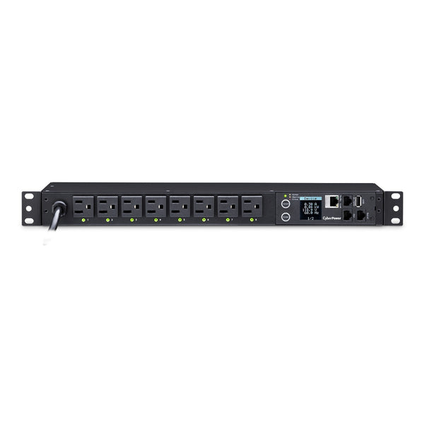 PDU commuté avec compteur par prise CyberPower PDU81001, 1U, NEMA 5-15P, 100-120 V, 15 A, (8) prises NEMA 5-15R, écran ACL, cordon de 12 pi