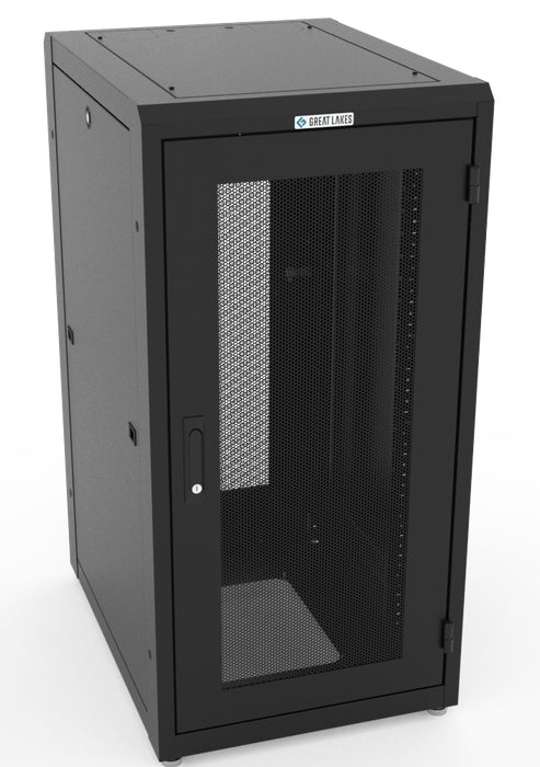 Vertiv Great Lakes GL300E-2432-B-SQM6MS 13U Rack Essential Enclosure, Mesh Doors, Black