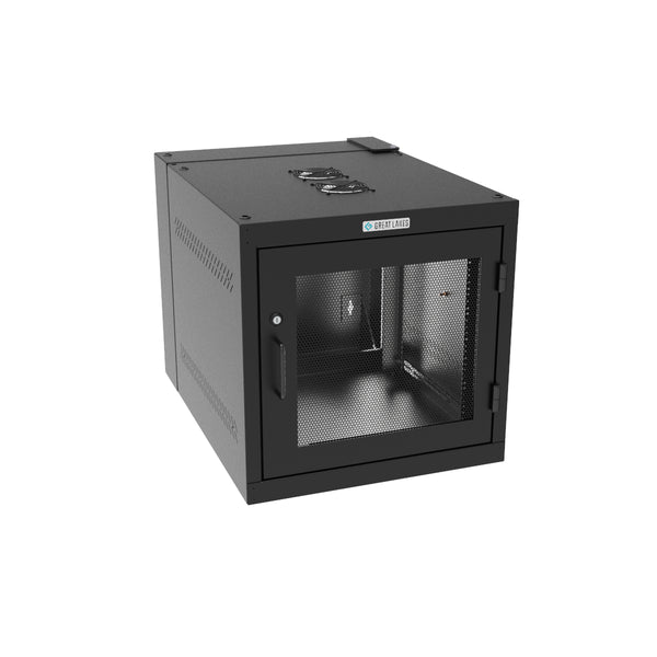 Armoire murale Vertiv Great Lakes GL24WDM-B-AF 11U WD, profondeur de 30 po, porte en maille, noire, avec ventilateur