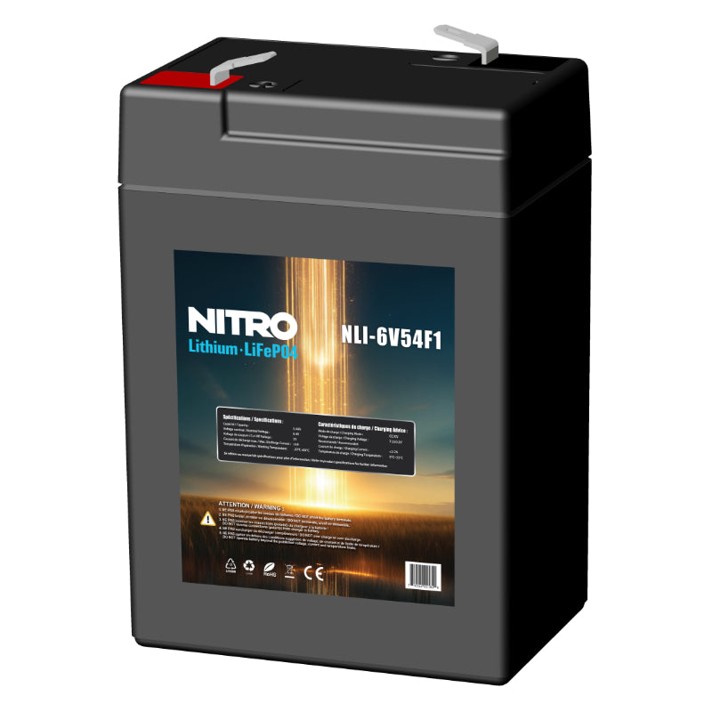 6V 5.4Ah LiFePO4 Lithium Battery (6.4V), Nitro NLI-6V54F1