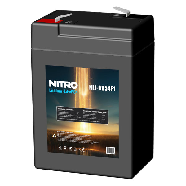 6V 5.4Ah LiFePO4 Lithium Battery (6.4V), Nitro NLI-6V54F1