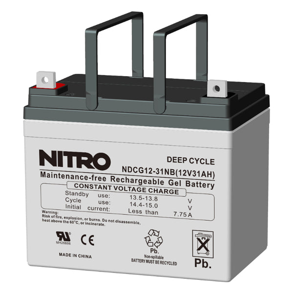 Batterie à décharge profonde au gel 12 V 31 Ah (groupe U1), Nitro NDCG12-31NB