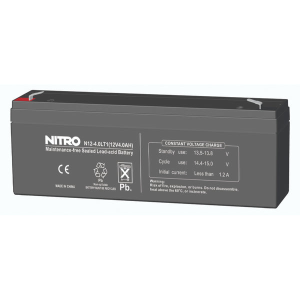 Batterie AGM 12 V 4 Ah plomb-acide scellée (SLA), Nitro N12-4.0LT1