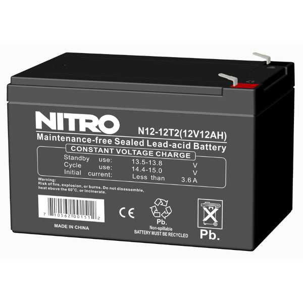 Batterie AGM 12 V 12 Ah plomb-acide scellée (SLA), Nitro N12-12T2