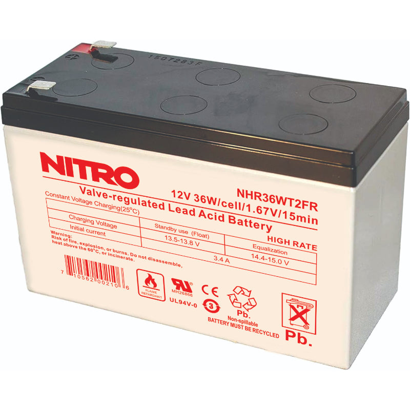 12V 8Ah High Rate UPS Battery, Nitro NHR36WT2FR
