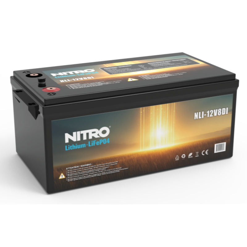 12V 300Ah LiFePO4 Lithium Battery (12.8V, Group 8D), Nitro NLI-12V8DI