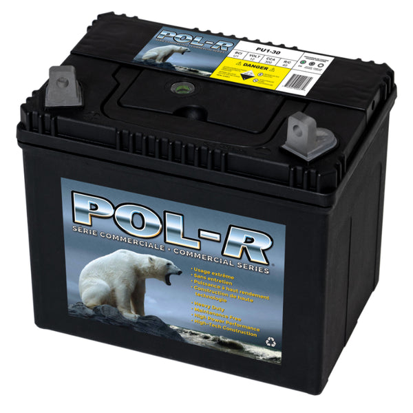 12V Group U1 Commercial Starting Battery, 300 CCA, Pol-R PU1-30