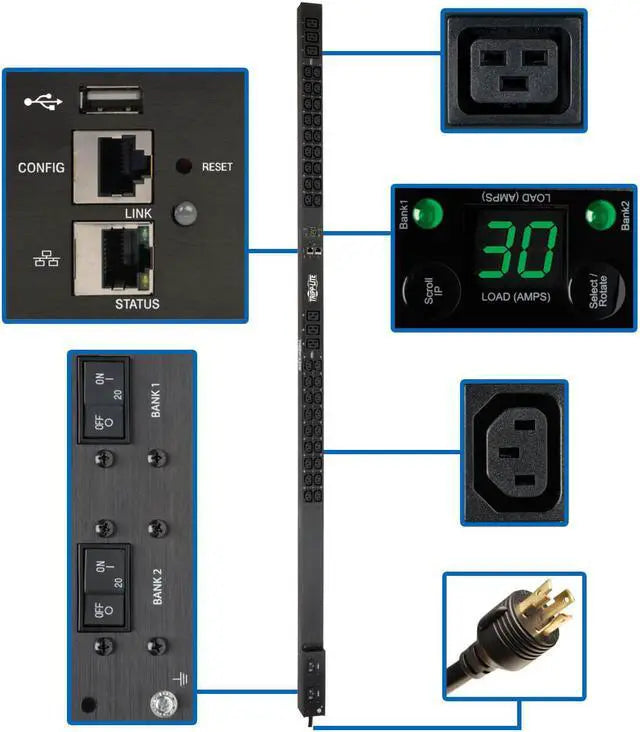 Bandeau d'alimentation (PDU) pour rack Tripp Lite (PDUMNV30HV2LX)