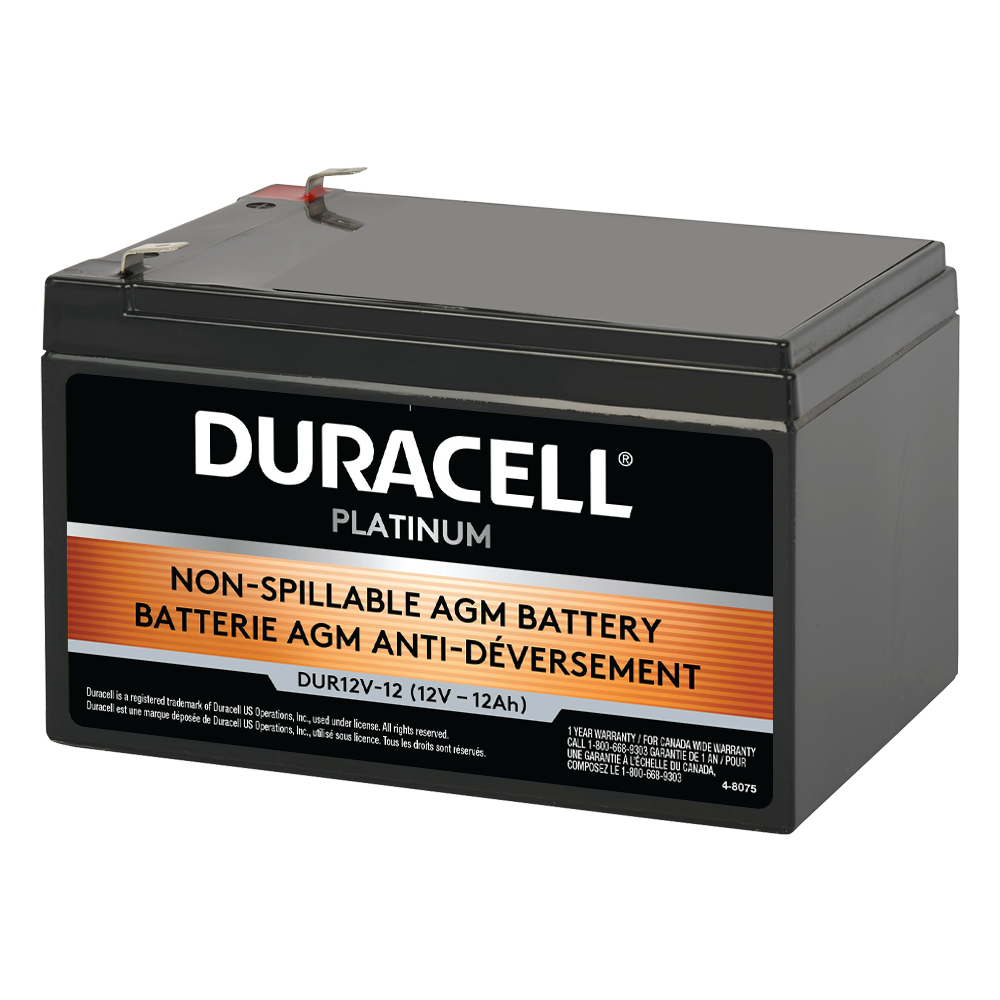 12V 12Ah Sealed Lead Acid (SLA) AGM Battery, Duracell DUR12V-12