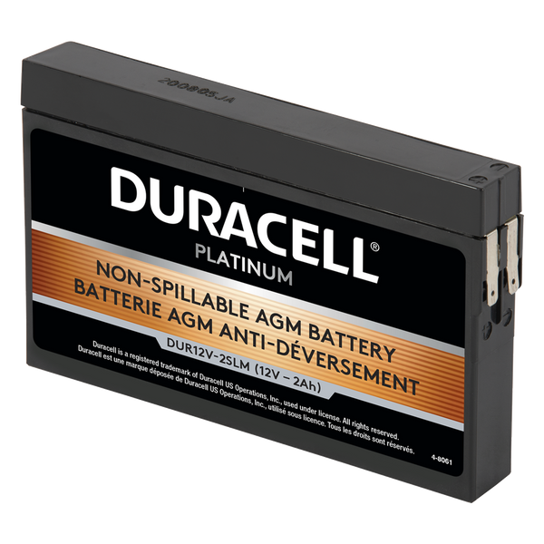 12V 2Ah Sealed Lead Acid (SLA) AGM Battery, Duracell 12V-2SLM