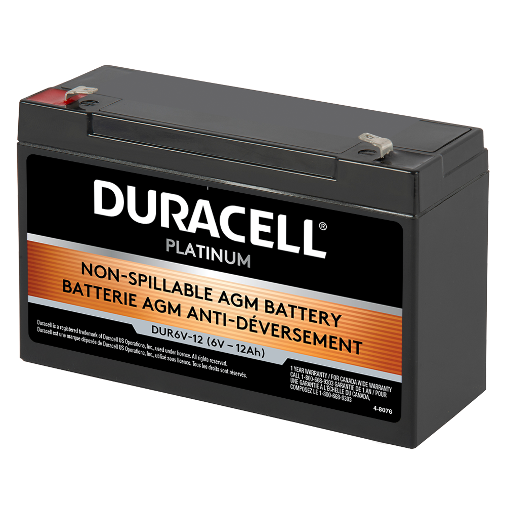 6V 12Ah Sealed Lead Acid (SLA) AGM Battery, Duracell DUR6V-12