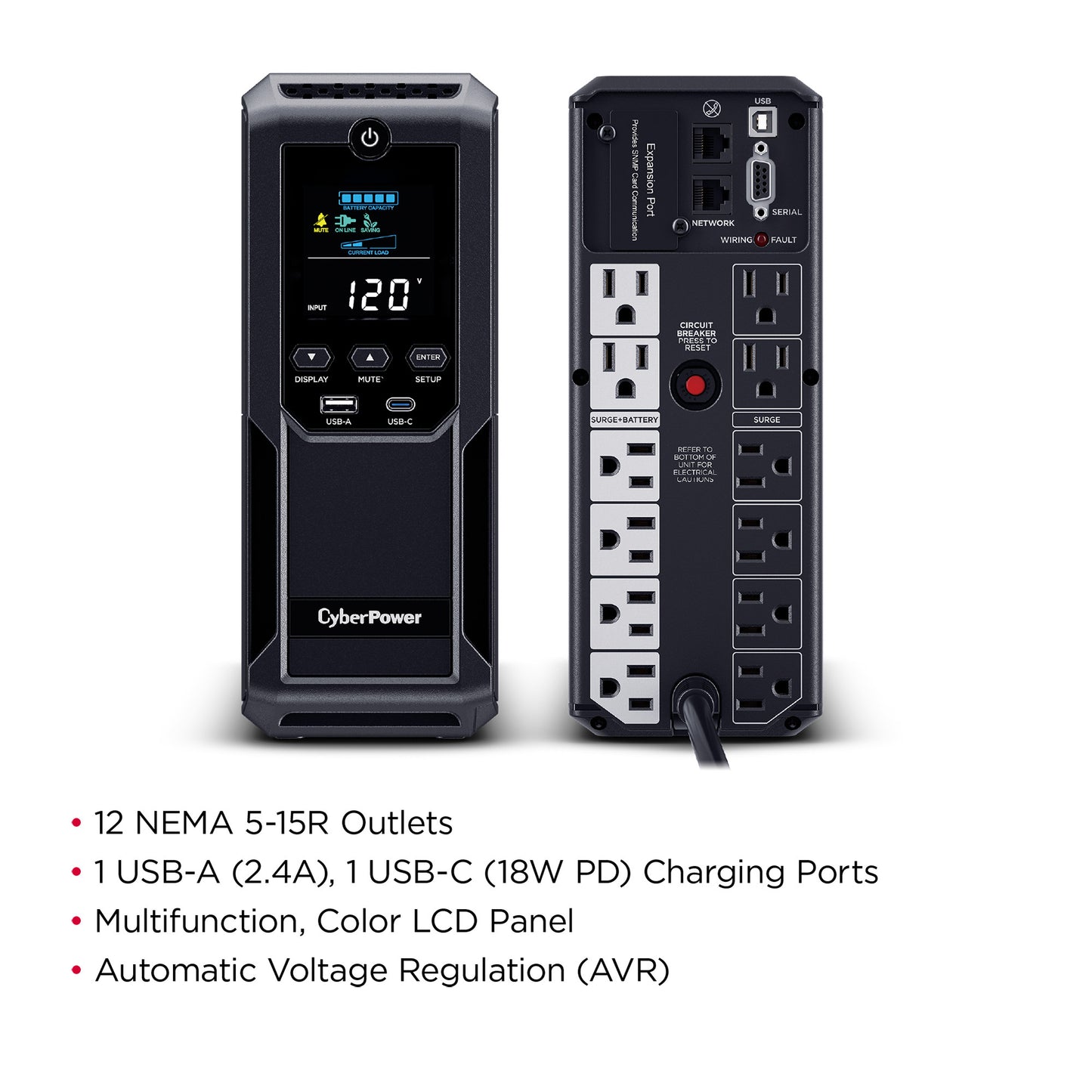 CyberPower BRG1500AVRLCD2 1500VA / 900W Line Interactive UPS (Mini-Tower) — Feature detail
