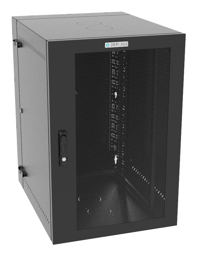 Armoire murale Vertiv Great Lakes GL36WMCMM-B-SC-00-CM 19U, profondeur de 28 po, porte en maille, noire