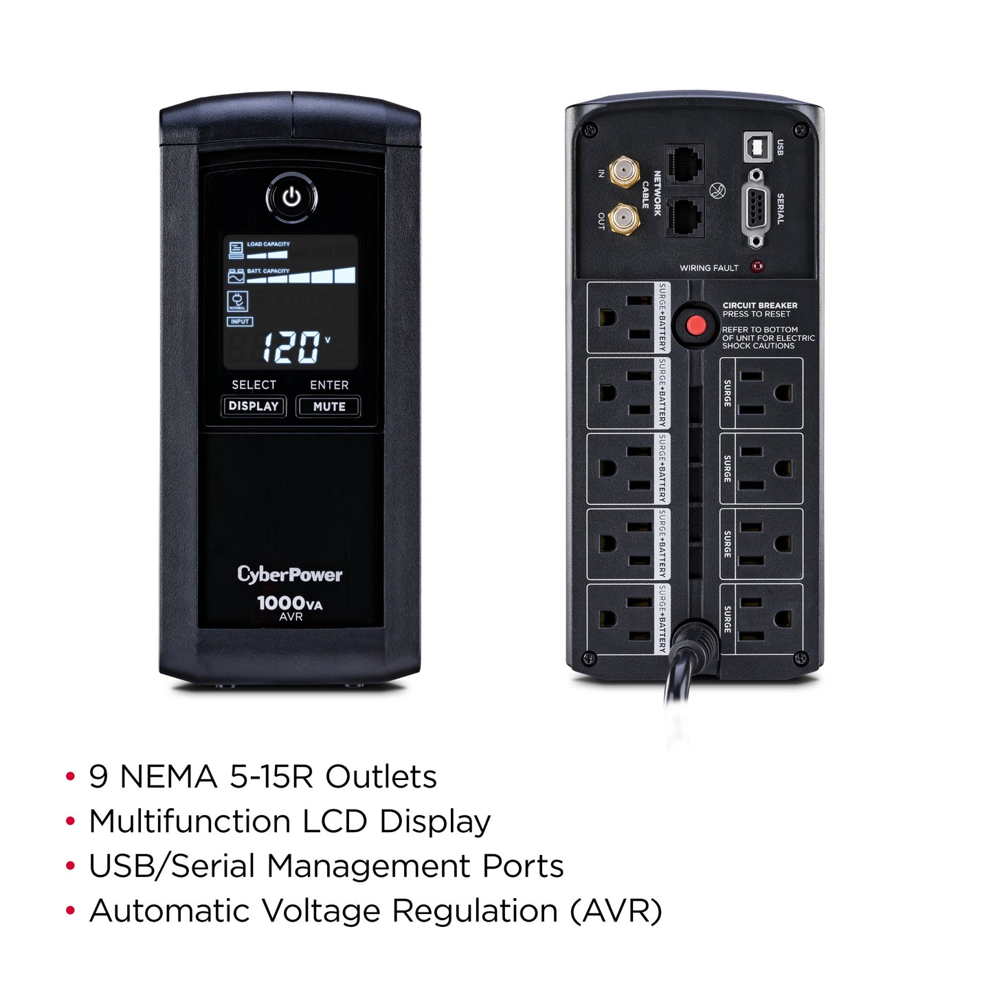 CyberPower CP1000AVRLCD 1000VA / 600W Line Interactive UPS (Mini-Tower) — Feature detail