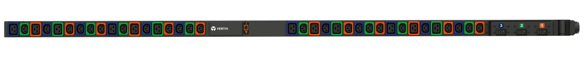 Vertiv Rack PDU - 0U, Variable Power Configuration, MAX 11.0KW, Universal Input, (24) Locking IEC C13, (12) Locking IEC C19, Basic Standard