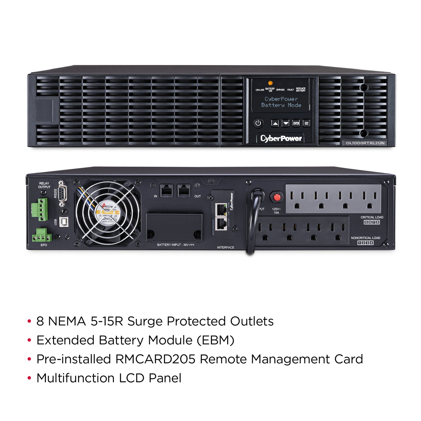 CyberPower OL1000RTXL2UN 1000VA / 900W Online UPS (Rackmount (2U)) — Feature detail