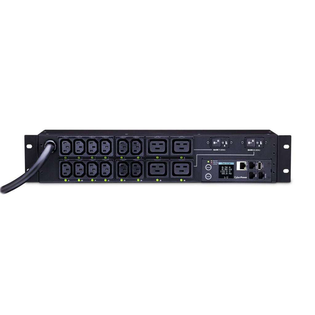 CyberPower PDU81008 2U metered-by-outlet rack PDU, front view