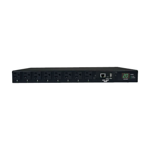 Tripp Lite PDUMH20ATNET 1.9kW Single-Phase Switched Automatic Transfer Switch PDU, 2 120V L5-20P / 5-20P Inputs, 16 5-15/20R Outputs, 1U, TAA