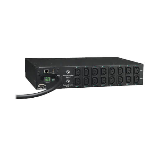 Tripp Lite PDUMH30HVNET 5.5kW Single-Phase Switched PDU, LX Interface, 208/230V Outlets (16 C13), L6-30P Input, 12 ft. (3.66 m) Cord, 2U Rack-Mount, TAA