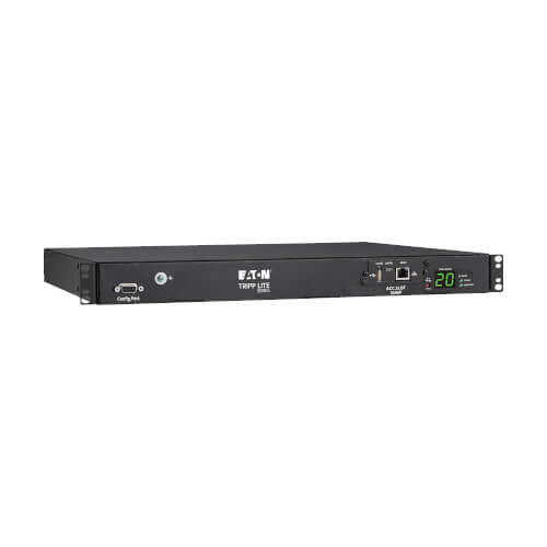 Tripp Lite PDUMNH20HVAT1 3.8kW 200-240V Single-Phase ATS/Monitored PDU, 8 C13 and 2 C19 Outlets, Dual C20 Inlets, 12 ft. Cords, Network Card, 1U, TAA