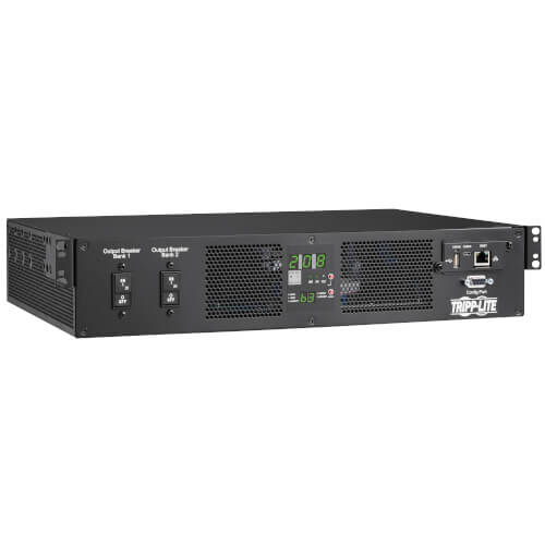 Tripp Lite PDUMNH32HVAT2 7.4kW 200-240V Single-Phase ATS/Monitored PDU, 16 C13 & 2 C19 Outlets, Dual IEC 309 32A Blue Inputs, 3 m Cords, 2U, TAA