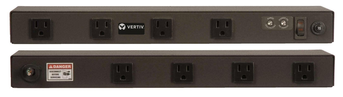 Vertiv Rack PDU - 1U, 120V, 15A, 5-15P, (8) 5-15R, Basic Surge
