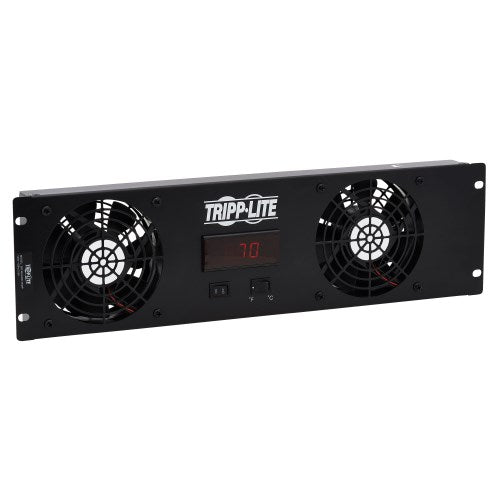 Tripp Lite SRFAN3UDCTEMP 3U Digital Temperature Sensor with 2 12VDC Extra-Quiet Fans, Blanking Panel, LCD