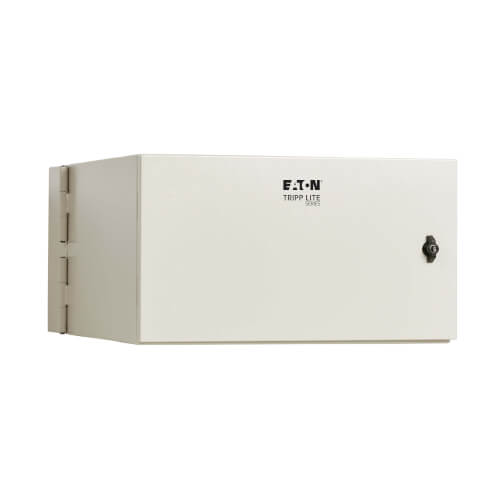 Tripp Lite SmartRack SRN4G6US Industrial Enclosure with Lock, NEMA 4, Wall Mount, Metal Construction, Hinged Back, 28 in. Depth, 6U, Gray