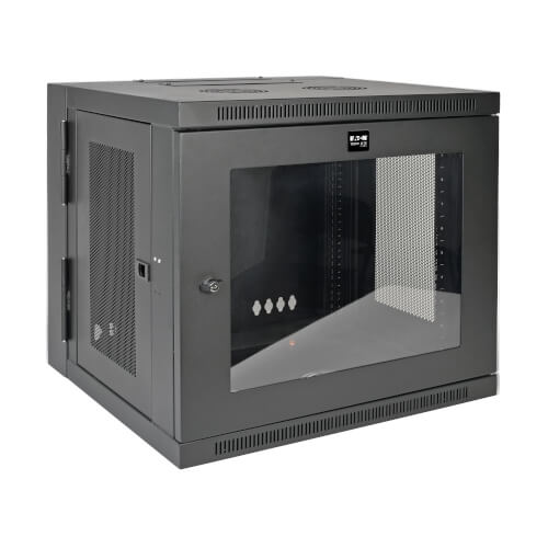 Petite armoire murale Tripp Lite SmartRack SRW10USG 10U, profondeur commutateur, profil bas, dos à charnières, fenêtre en acrylique transparent