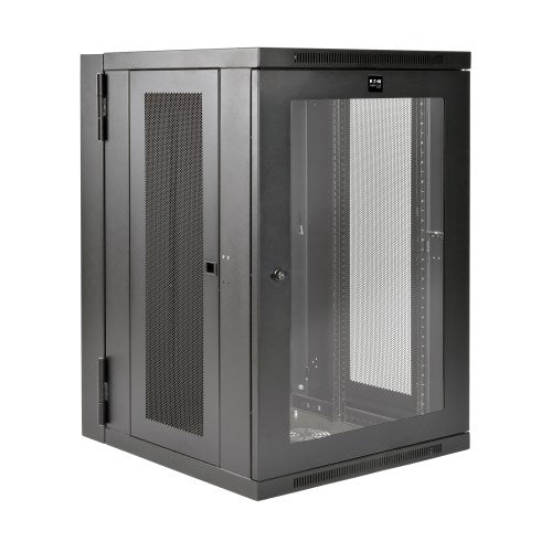 Tripp Lite SmartRack SRW18USDPG 18U UPS-Depth Wall-Mount Half-Height Rack Enclosure, Clear Acrylic Window, Hinged Back