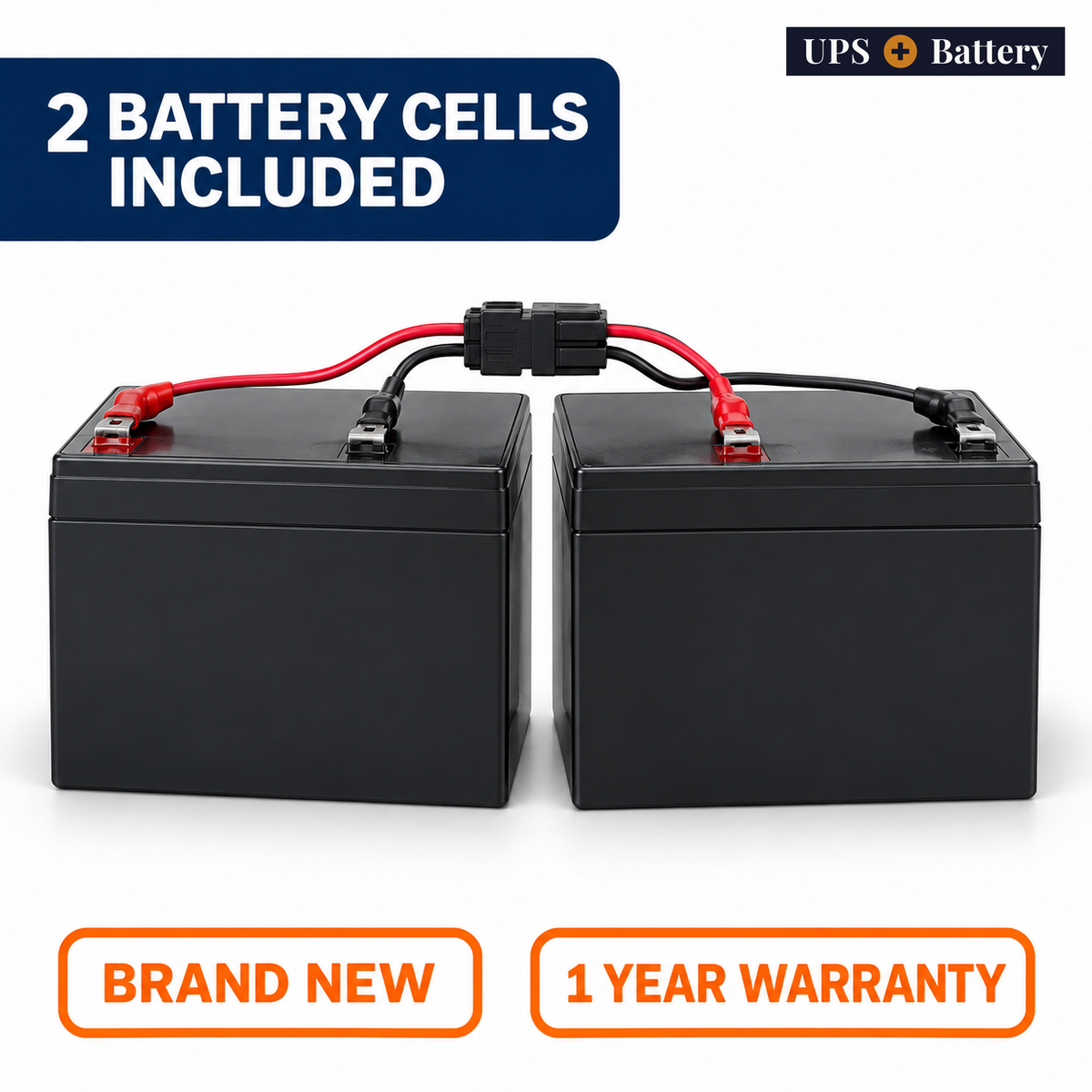 UPSPlusBattery compatible APCRBC163 replacement battery set with 2 battery cells, brand new, 1 year warranty