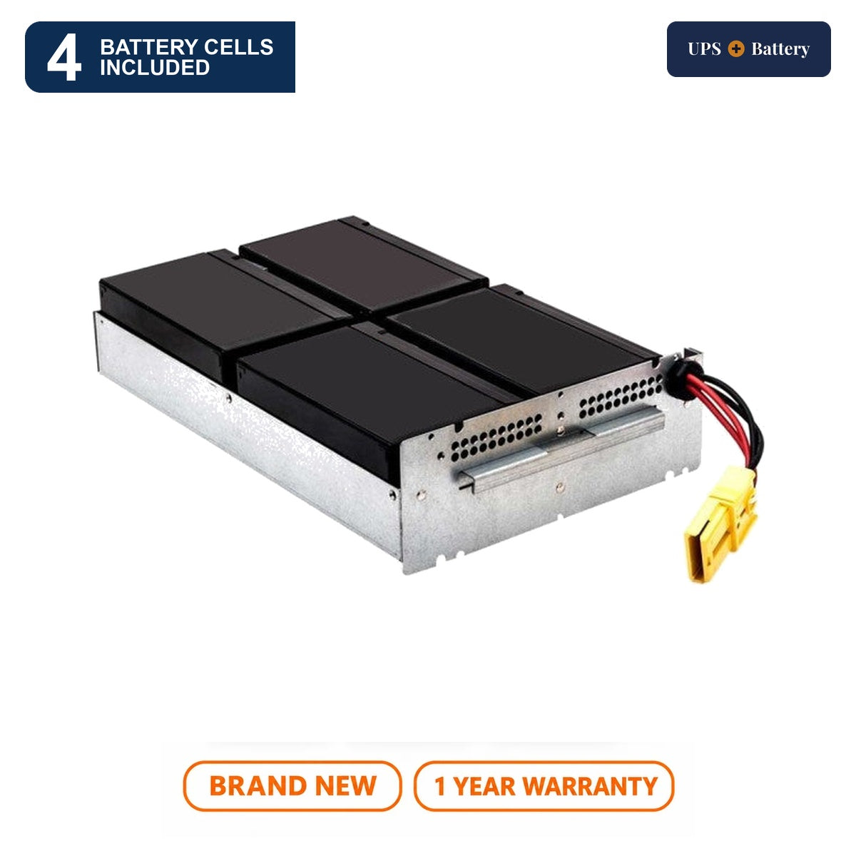 UPSPlusBattery compatible APC RBC133 Compatible Batteries replacement battery set with 4 battery cells, brand new, 1 year warranty