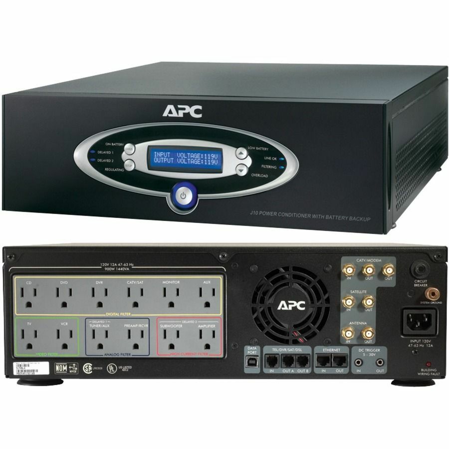 General Purpose UPS - APC By Schneider Electric J Type 1500VA Desktop UPS - J15BLK - Line-interactive UPS, 110 V AC, Desktop, 120 V AC, IEC 320-C14, 13.40 Minute, 3.90 Minute, 1.50 KVA/865 W