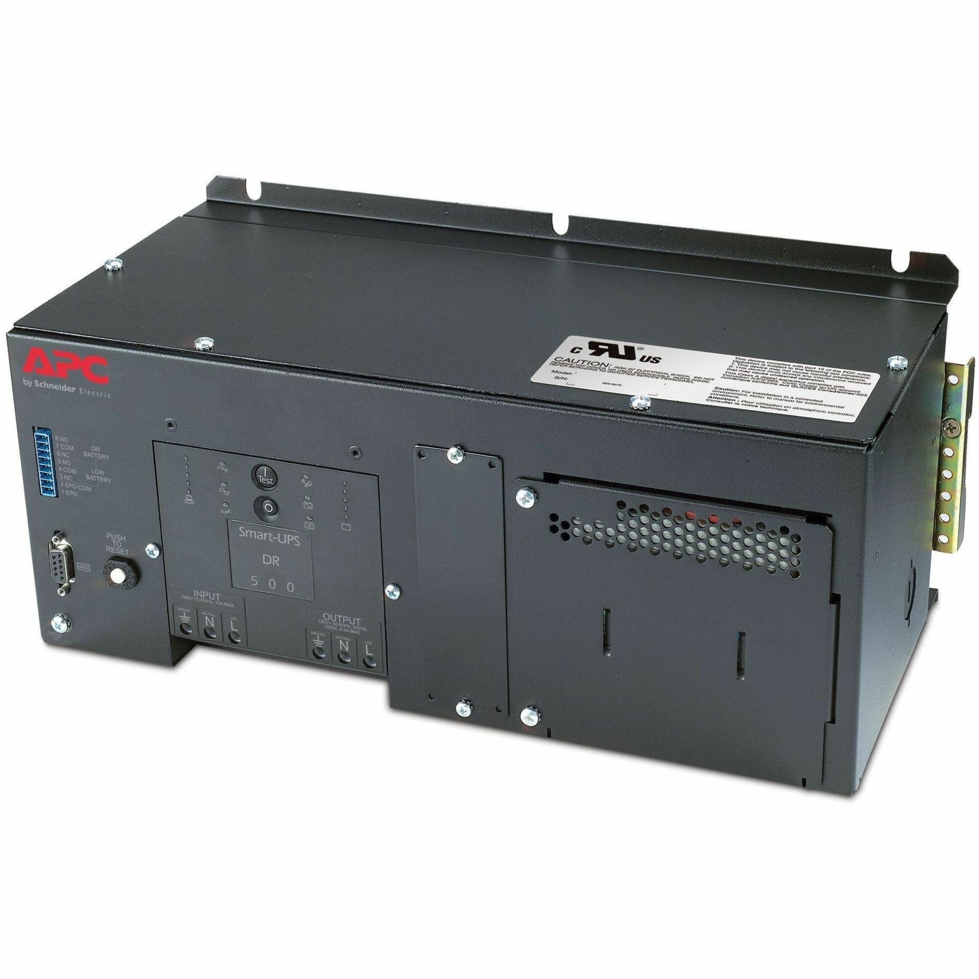 APC by Schneider Electric 500VA Panel Mount UPS - Tower - 2 Hour Recharge - 8.10 Minute Stand-by - 120 V Input - 120 V AC Output - Sine Wave - Serial Port - 1 x Hard Wire 3-wire (H N + G) Receptacle(s) - 1 x Battery/Surge Outlet-UPSPLUSBATTERY