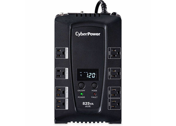 CyberPower CP825AVRLCD-G 825Va Cp Avr Lcd Ups 3 Yr Wty 8 Out 120V 15A 5-15R Rj11/Rj45/Coax