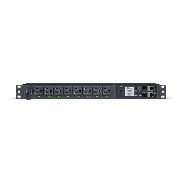 PDU commuté avec compteur par prise CyberPower PDU81001G, 1U, NEMA 5-15P, 100-120 V, 15 A, (8) prises NEMA 5-15R, carte réseau Gigabit, cordon de 12 pi