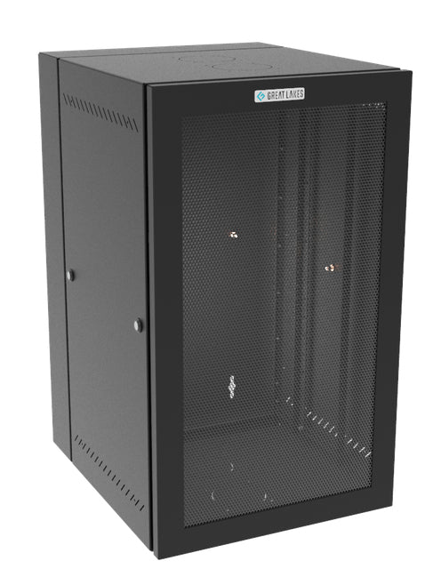 Vertiv Great Lakes GL36WMM-B-00 19U Essential Wall-Mount Rack Cabinet, 22 in. Deep, Mesh Door, Black