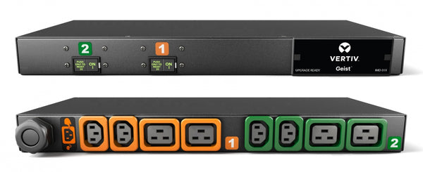 PDU de rack de base Vertiv Geist I10104L, 8 prises (C13, C19), fiche NEMA L6-30P, 200-240 V, 30A, 1U, horizontal