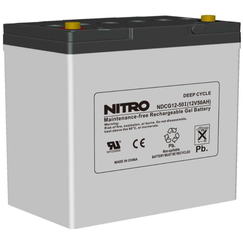Batterie à décharge profonde au gel 12 V 50 Ah (groupe 22), Nitro NDCG12-50I