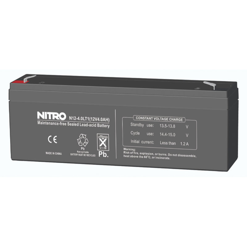 Batterie AGM 12 V 4 Ah plomb-acide scellée (SLA), Nitro N12-4.0LT1