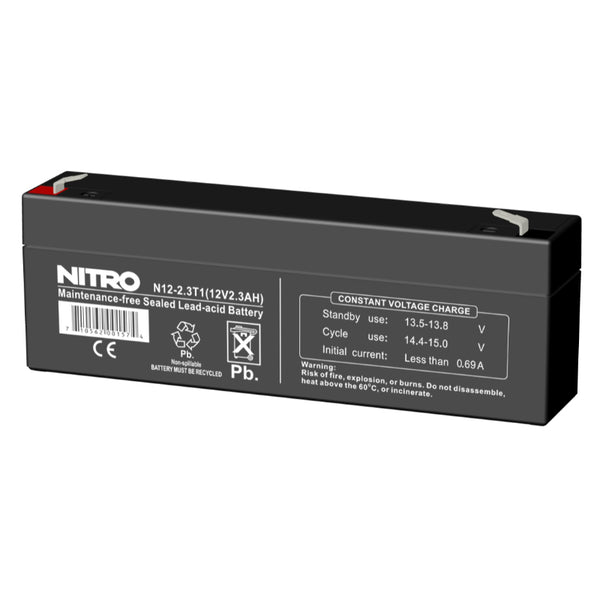 Batterie AGM 12 V 2,5 Ah plomb-acide scellée (SLA), Nitro N12-2.3T1