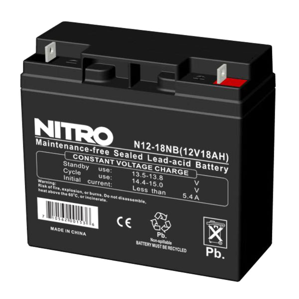 12V 18Ah Sealed Lead Acid (SLA) AGM Battery, Nitro N12-18NB