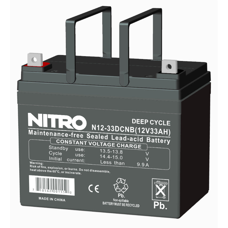 12V 33Ah AGM Deep Cycle Battery, Nitro N12-33DCNB