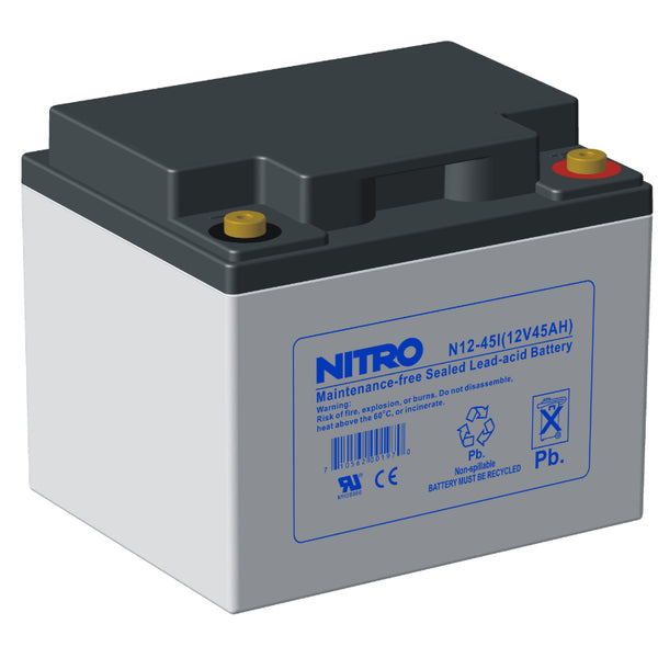 12V 45Ah Sealed Lead Acid (SLA) AGM Battery, Nitro N12-45I