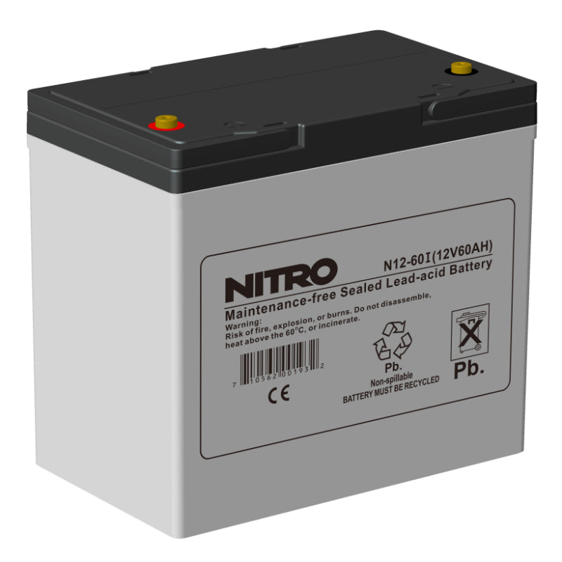 Batterie AGM 12 V 60 Ah plomb-acide scellée (SLA), Nitro N12-60I