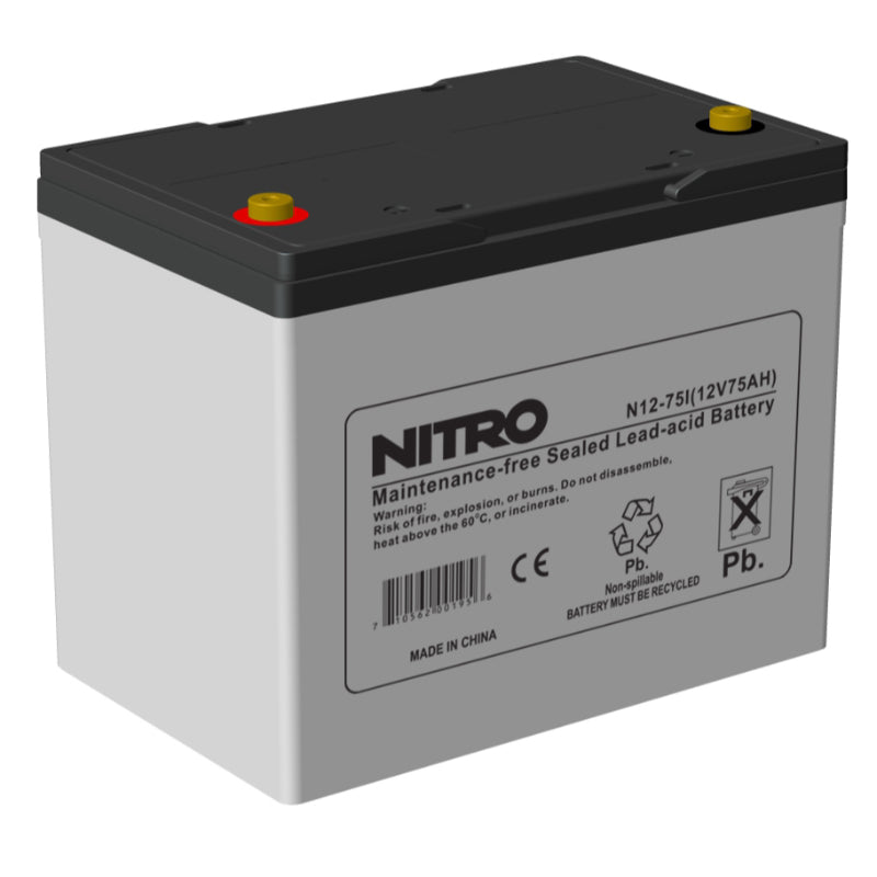 12V 75Ah Sealed Lead Acid (SLA) AGM Battery, Nitro N12-75I