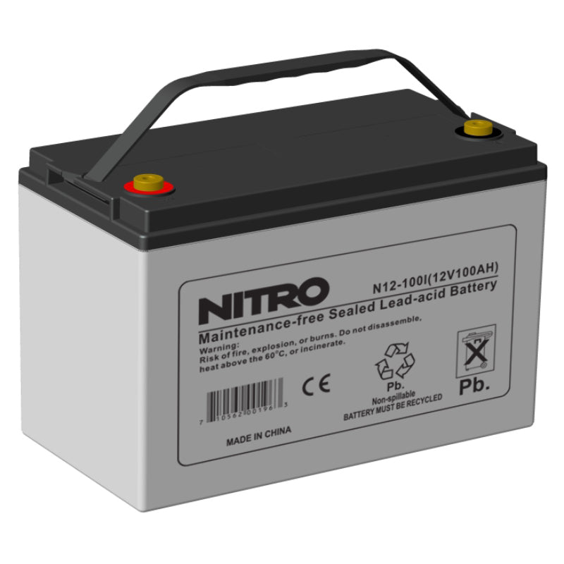 12V 100Ah Sealed Lead Acid (SLA) AGM Battery, Nitro N12-100I