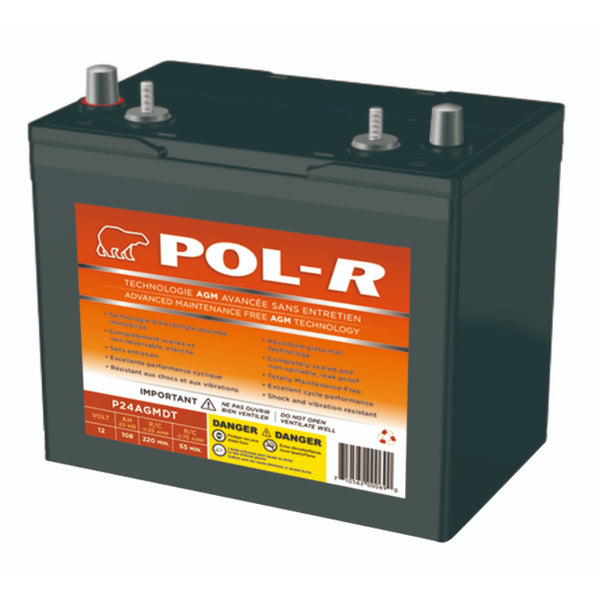 Batterie à décharge profonde AGM 12 V 79 Ah (groupe 24), Pol-R P24AGMDT
